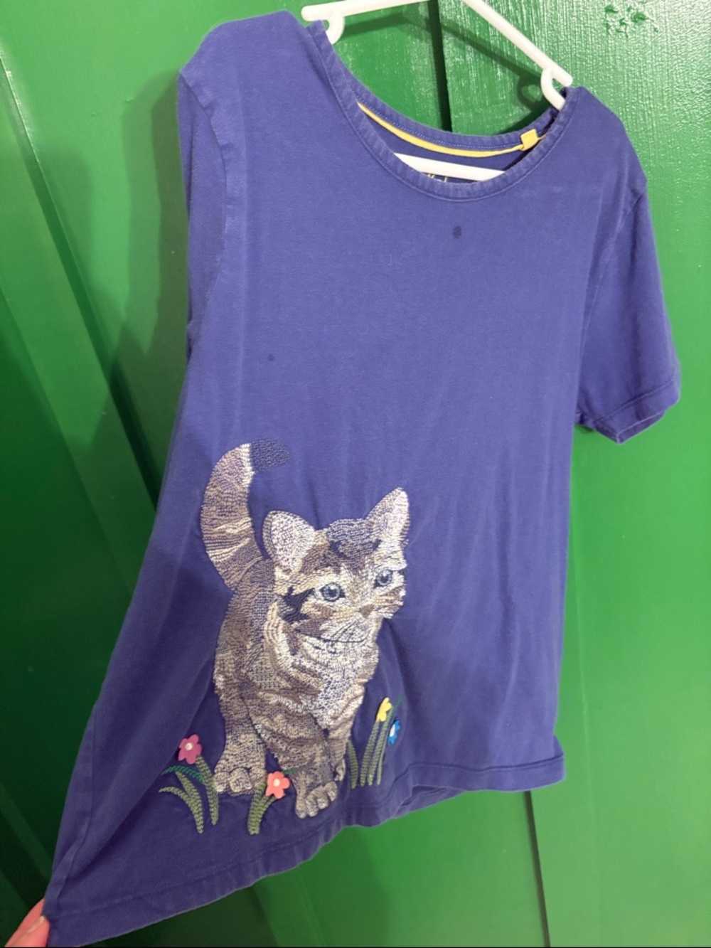 Mini Boden Purple Tee with Embroidered Cat